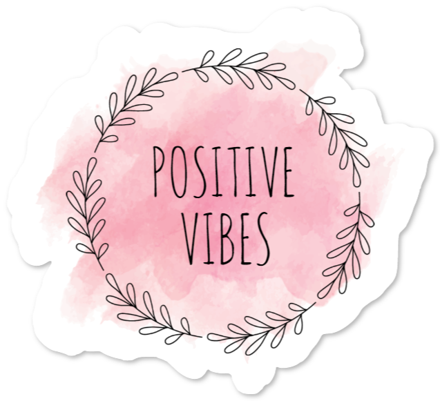 Aufkleber mit dem Text Positive Vibes im Aquarellstil
